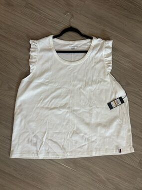 Tommy Hilfiger White Ruffle Sleeve Tank Top